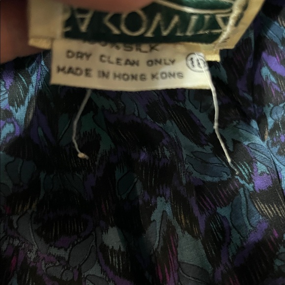 Vintage 70s 100% silk blouse SAKOWITZ Francesca of Damon for Starington Peacock - Picture 5 of 8